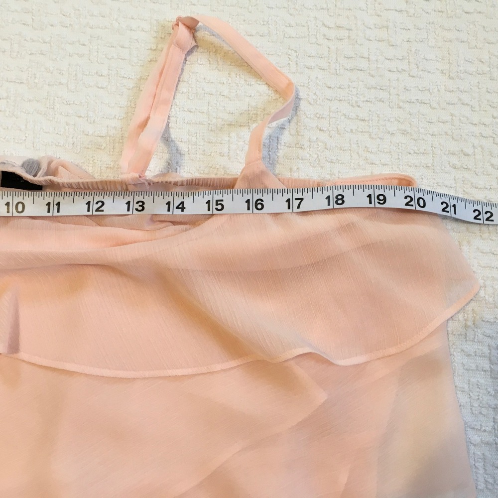 Torrid Pink Ruffle‎ Chiffon Spaghetti Strap Tank Top Women Size 0X Boho - Picture 4 of 6